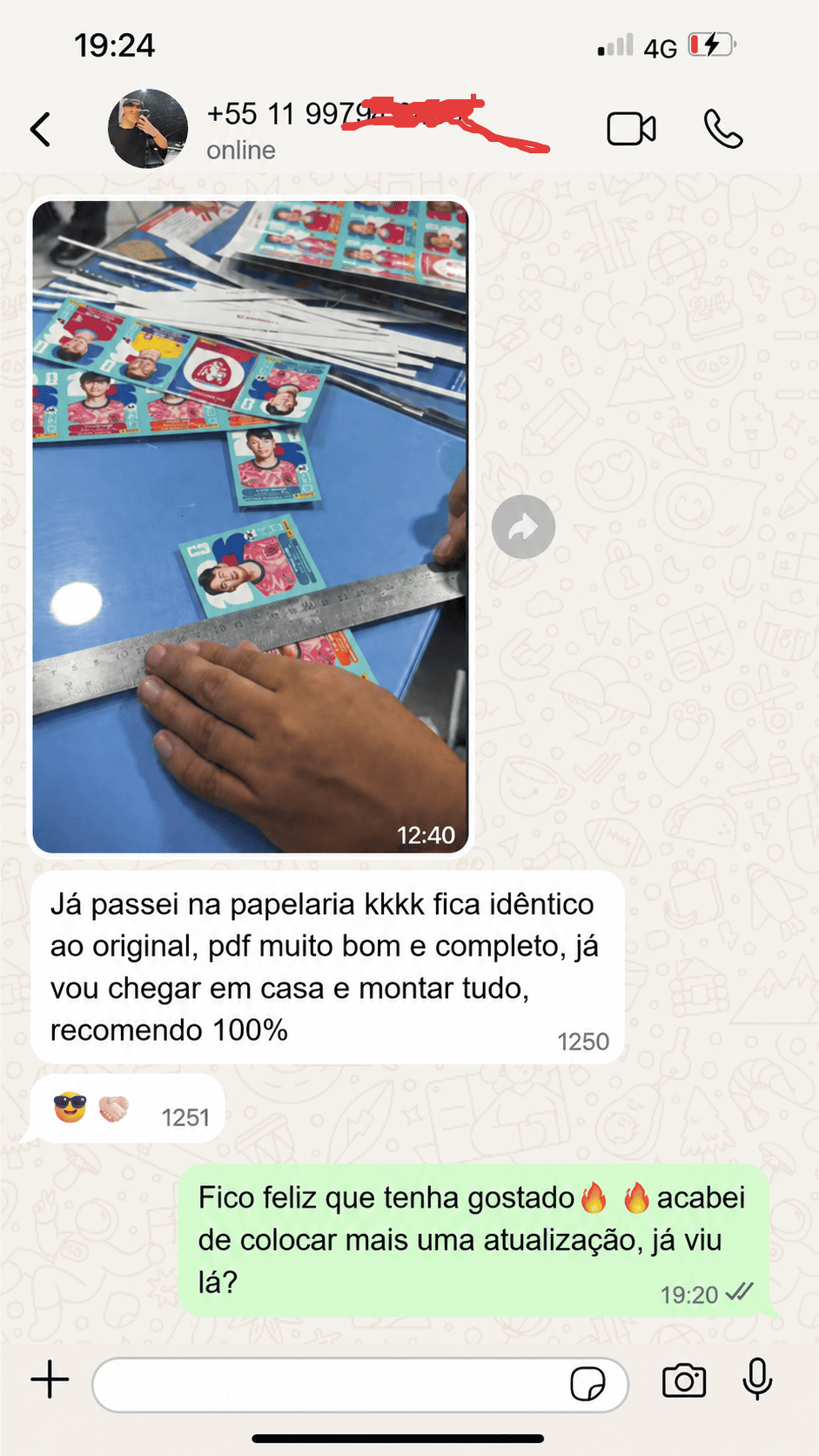 Depoimento de cliente recomendando o pack